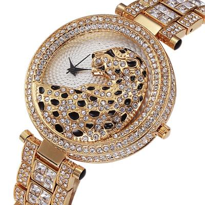 China Water Resistant 3D Leopard Dial Design Full Rhinestone Rhinestone Ones Rose Gold Watch Quartz Crystal Watches For Women Size Qualite for sale