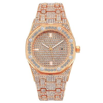 China Water Resistant Ones Rose Gold Watch Quartz Crystal Diamond Full Crystal Watch Luxury Brand Quartz Men's Watch for sale