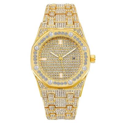 China Water Resistant Ones Rose Gold Watch Quartz Crystal Diamond Full Crystal Watch Luxury Brand Quartz Men's Watch for sale