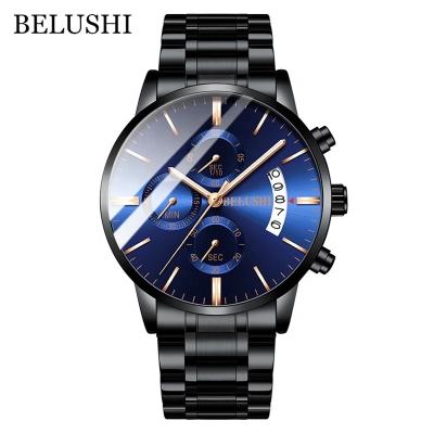 China Water Resistant 2021 Hot Selling Men Watch Full Steel Stainless Steel Sports Male Wrist Watch Belushi Brand Chronograph for sale