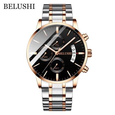 China Casual Stylish Stainless Steel Mesh Band Watch Waterproof Black Multifunction Watch Men Water Resistant Watch For Men for sale