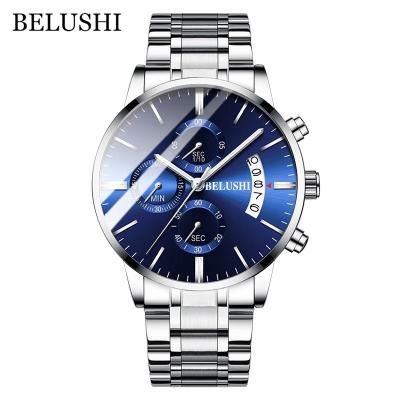 China Water Resistant 2021 Hot Selling Men Watch Full Steel Stainless Steel Sports Male Wrist Watch Belushi Brand Chronograph for sale