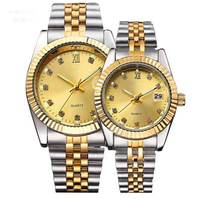 China Water Resistant Silver Gold Toned Two Roles Watches Sports Waterproof Couples Watch 2021 Luxury for sale