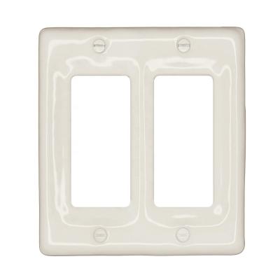 China JUNXIN Runwireless Luxury Porcelain Decorative Switch Plate, Wall Plate, Cover, Rectangular White, Double Rocker for sale