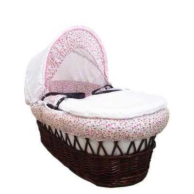 China Modern Eco Friendly Baby Baskets Factory Portable Organic Woven Wicker Baby Moses Basket Baby Sleep Basket With Dressing for sale