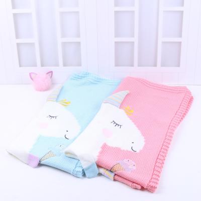 China Unicorn Knitted Blanket Anti-pilling Animal Bed Sofa Beach Towel For Baby Kids Cute Cartoon for sale