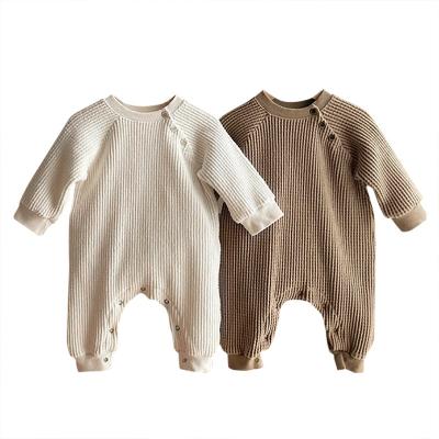 China New Autumn Korean Style Kids Clothing Polyester/Cotton Long Jumpsuit Baby Rompers Boys Clothes Newborn Girls Waffle for sale