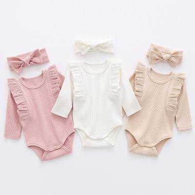 China Selling Newborn Baby Polyester / Ins Cotton Spring Autumn Kids Clothing Long Sleeve Solid Color Warm Plain Cotton Baby Clothes Baby Onesie for sale