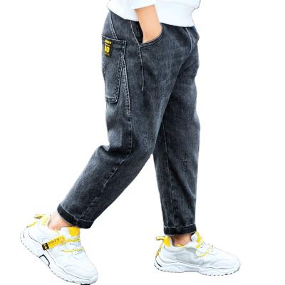 China 2021 QUICK DRY kids new autumn winter kids jeans big plus velvet padded pants Korean boys pants for sale