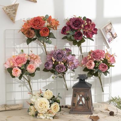 China Wholesale Real Touch Nature Artificial Flower Roses Bouquet PX1513 For Home Wedding Decoration for sale