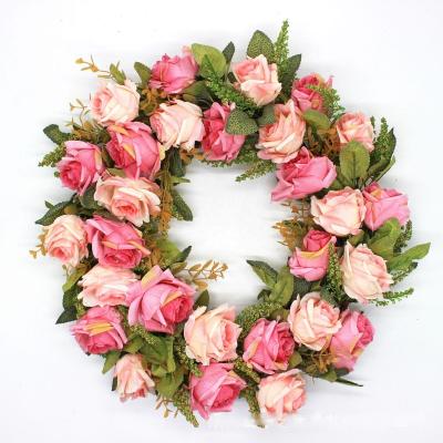 China Celebration PX1515 Factory Price Artificial Silk Rose Flowers Wreath Artificial Flowers for sale