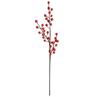 China Plastic Artificial Red Berry Christmas Wedding Decoration PX1567 Red Berry Branch Christmas Ornament Branch Christamas for sale