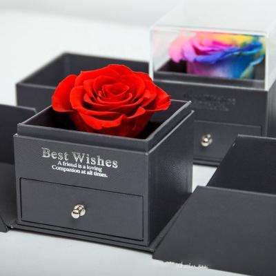 China Europe VPX1413 Valentine Gift Acrylic Eternal Flower Box China Manufacturer Preserved Rose With Preserved Flowers for sale