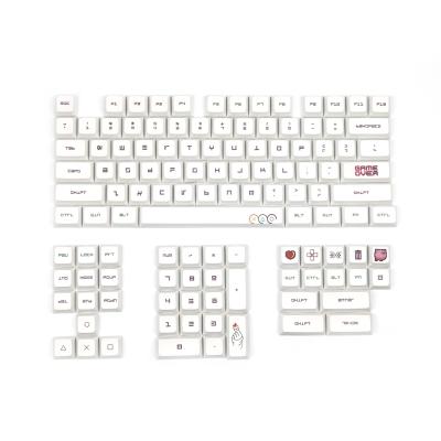 China New Designs PBT Sublimation Keycaps White Flat Button Chest Mechanical Keyboard With Cross Axis Personality Cartoon XDA Gaming Keycaps for sale