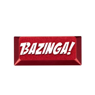 China Original Boutique Life Large Keycaps ZOMO Design BAZINGA Blow Aluminum Alloy CNC Engraving Personality Keyboard Keycap for sale