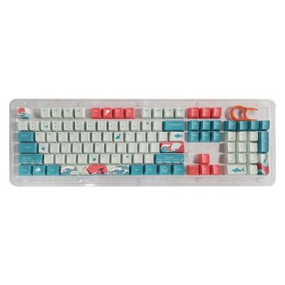 China Five-Sided Keycap Factory Wholesale Customized 104 Key Printing Sublimation Standard Axis Coral Sea Cross Head Keycap for sale