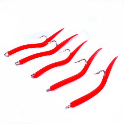 China Stainless Steel Eel Jig Rubber Wholesale Trolling Fishing Hook With Rubber Tube Sea Lure Enigma Building Cod for sale