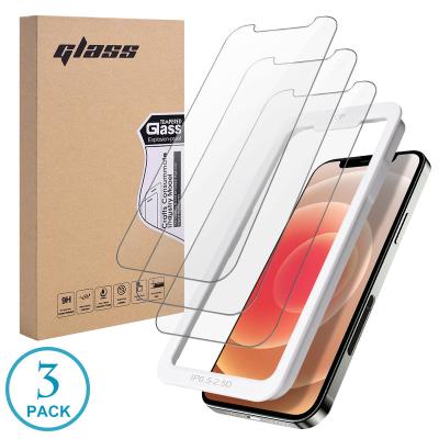 China Ultrathin 2.5D 9H 0.3mm Pack Clear Tempered Glass 3 Film Screen Protector For iPhone 14 12 xs xr 11 13 pro 8 max 7 X se install frame tool for sale