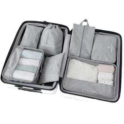 China Fashion 7 Sets Travel Bags Luggage Storage Pocket Organizer Travel Bag Set For Men 7piece Cubes Compression Mesh Duffle Packing Female for sale