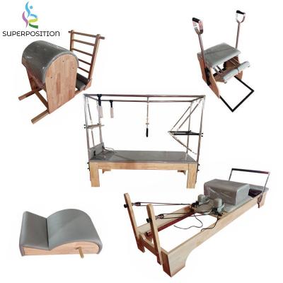 China 200kg training equipment studio oak maple wood commercial cadillac pilates reformer machine 5pcs set for sale