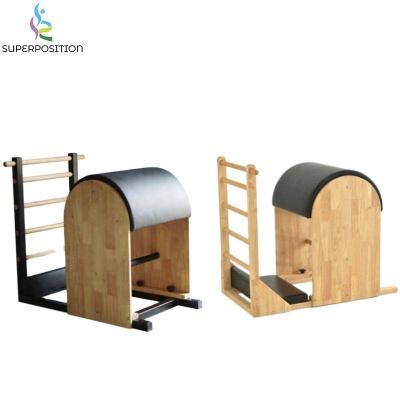 China Custom wood pilates equipment maple wood fitness center logo ladder barrel with microfiber leather for sale