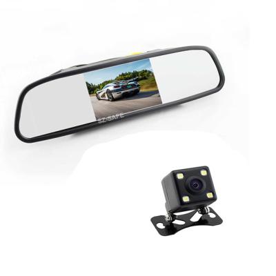 China Auto Parking Assist 4.3inch Car Rear View Mirror Monitor System With LED Night Vision Backup Reverse Camera Te koop