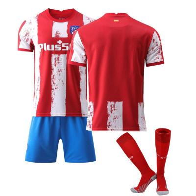 China 2122 sets new Atletico Madrid soccer jersey set best quality Thai football wear cheap jersey suit for sale