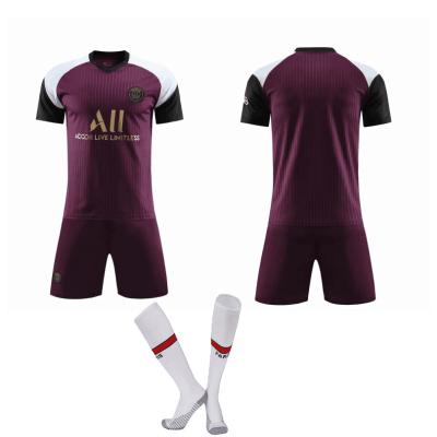 China Sets Paris Soccer Jersey 2021 Set Purplish Red Soccer Road Jersey for sale