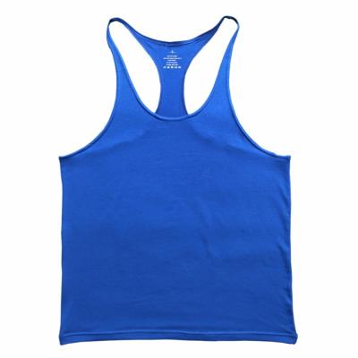 China Wholesale Anti-Shrink Customize Gym Clothing Men Bodybuilding Fitness 100 Cotton Tank Top Smooth Vest Blue for sale