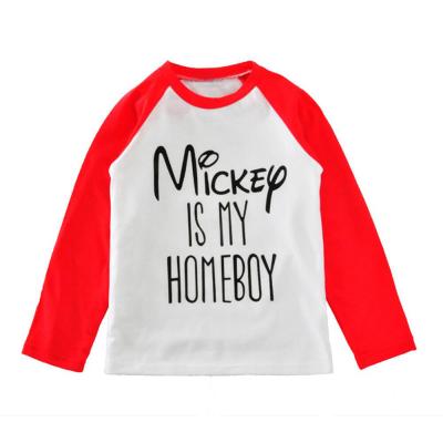 China Custom Printed Toddler Babies Boys Anti Shrink Long Sleeve Baseball Tee T-shirt 100% Cotton for sale