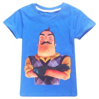 China Anti-Shrink Clean Logo Fashion Toddler Kids Custom Printed Baby Blue Organic Cotton T-shirt Boy for sale