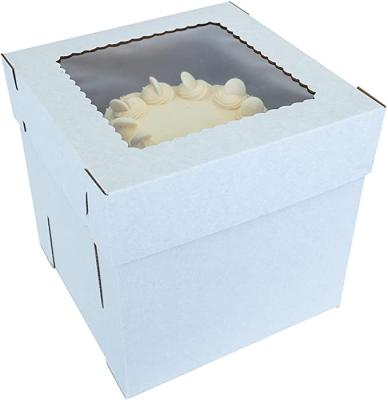 China Wholesale Recyclable Square 8,10,12Inch White Paper Classic Cake Boxes With Clear Windows For 8,10,12 Inch Cake Lid Boxes for sale