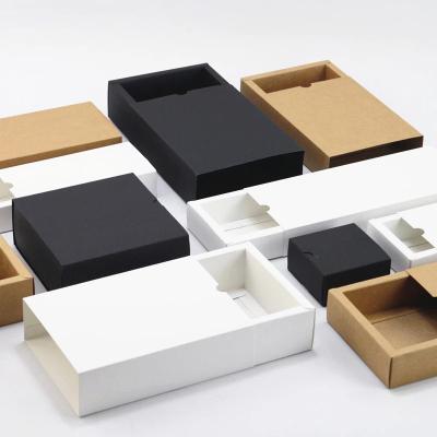 China Recyclable Custom Black White Kraft Paper Gift Sliding Drawer Cardboard Paper Packaging Box for sale