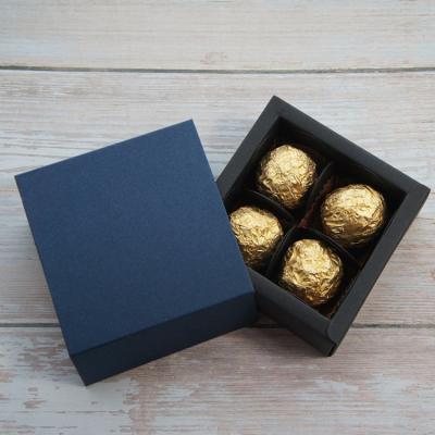 China Recyclable Small Square Shape Blue Luxury Chocolate Packaging Box for sale