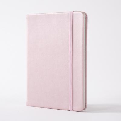 China With silver edge; With rubber band custom pearly pink hardcover a5 dotted journal notebook with silver edge for sale