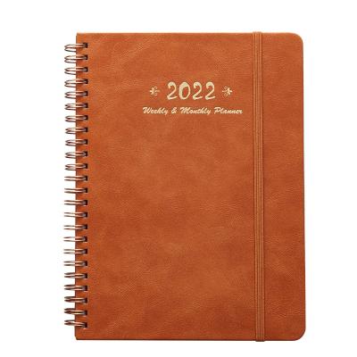 China High Quality 2022PU Leather Covered English Planner Notebook Full Coil Notebook for sale