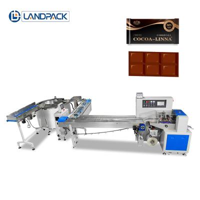 China Fully Automatic Chocolate Bar/Biscuit/Cake Flowing Packing Machine Food Wrapping Machine Line for sale