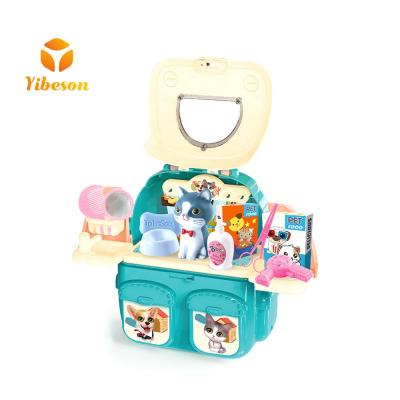 China Wholesale Plastic 2 in 1 Kids Toys Roam Pet Care Playset Accessories Pretend Puppy Cat Pretend Pet House Playset for sale