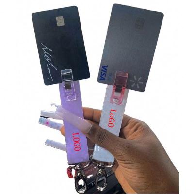 China Eco-Friendly Hot Sale Women Credit Card Holders Puller Key Chain Atm Debit Card Clip Atm Debit Card Key Chain Grabber For Long Nails for sale