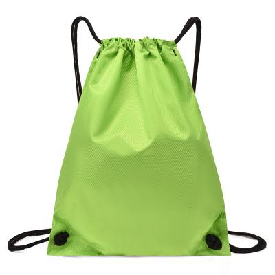 China Black Waterproof Biodegradable Drawstring Bags 190d Nylon Rope No Woven Backpack Bag for sale