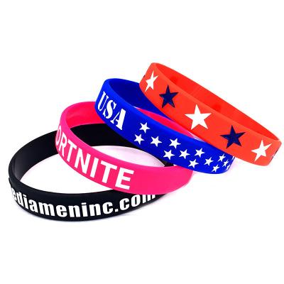 China Eco-friendly Hot Selling Rubber Silicone Wristband Logo Wrist Band Silicone Custom Wristband for sale