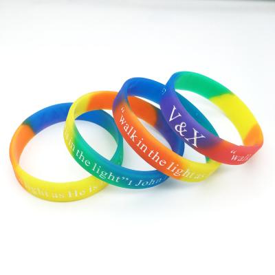 China Custom Cheap Price Eco-friendly Colorful Sport Wristband Silicone Wrist Band Rubber Bracelets for sale