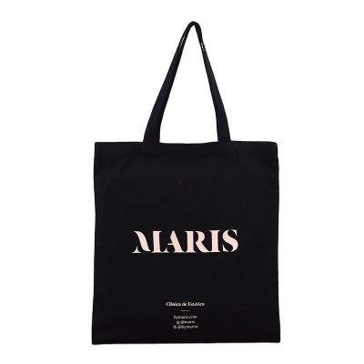 China Custom Reusable Tote Bag Black Folding Reusable Eco-friendly Tote Bag Canvas Canvas Fabric With Custom Logo for sale