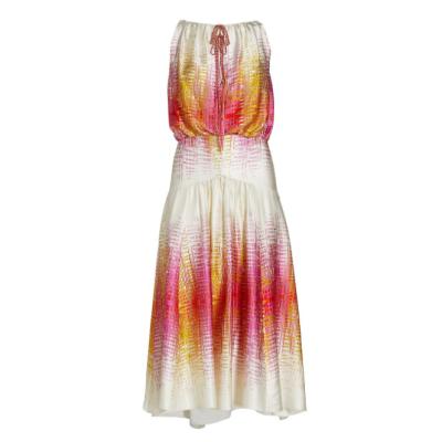 China 2023 New Color Beautiful Breathable Sleeveless Silk Vacation Style Spring Summer Midi Casual Dress for sale