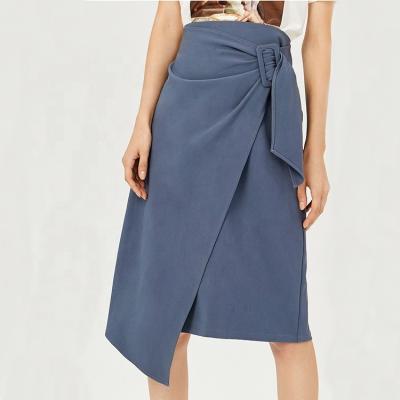 China Fashionable Elegant Asymmetrical Skirts Women's Solid Color Women's Breathable Midi Skirts Business Office Formal Casual Women's Summer Midi Skirts for sale