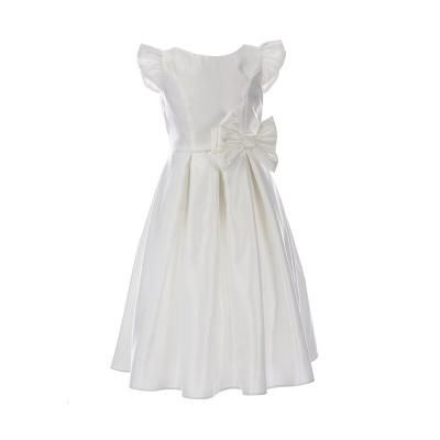 China Sleeveless Wedding Flower Girl Dress White Bow Small Flying Sleeves Casual Sweet Kids Big Girls Satin Dress Princess Dress for Girl for sale