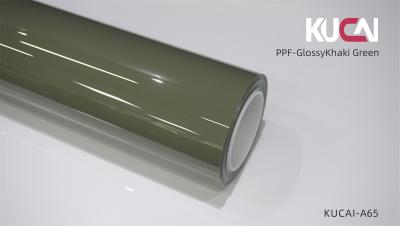 China Self Healing TPU Glossy Khaki Green PPF , Anti Scratch Car Paint Protection Film for sale