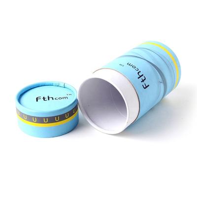 China Beautiful Custom Design Materials Recycled Kraft Paper Small Cylinder Packaging Blue Round Gift Box Recycle Craft Paper Tube for sale