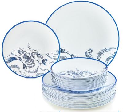 China Disposable Hot Selling Plastic Soup Dish Picosecond Printing Plate Dessert Dish Porcelain Fine Dinner Set for sale