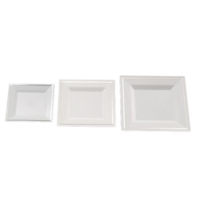 China Manufacturer Direct Selling Restaurant Style PS Disposable Plastic Hand Painted Square Dish Northern European Shallow Dish 6